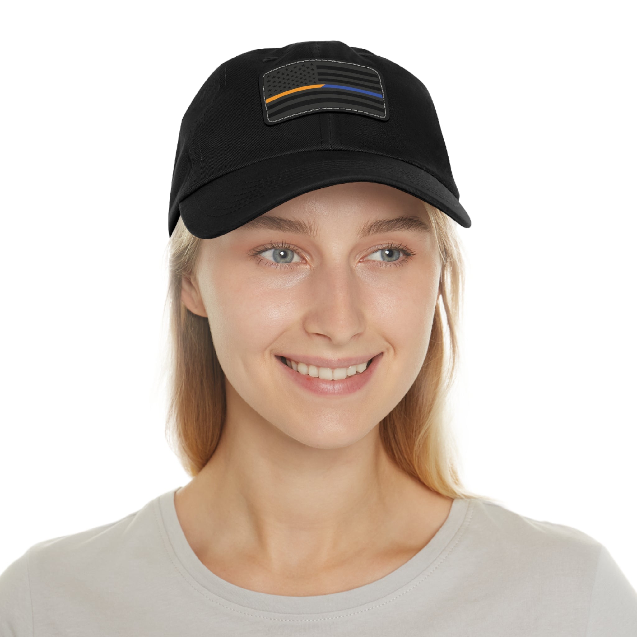 Black Leather Patch hat